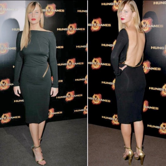 TOM FORD Famous Zipper Open Back Dress - BLACK with GOLD Zipper - Picture 2 of 13